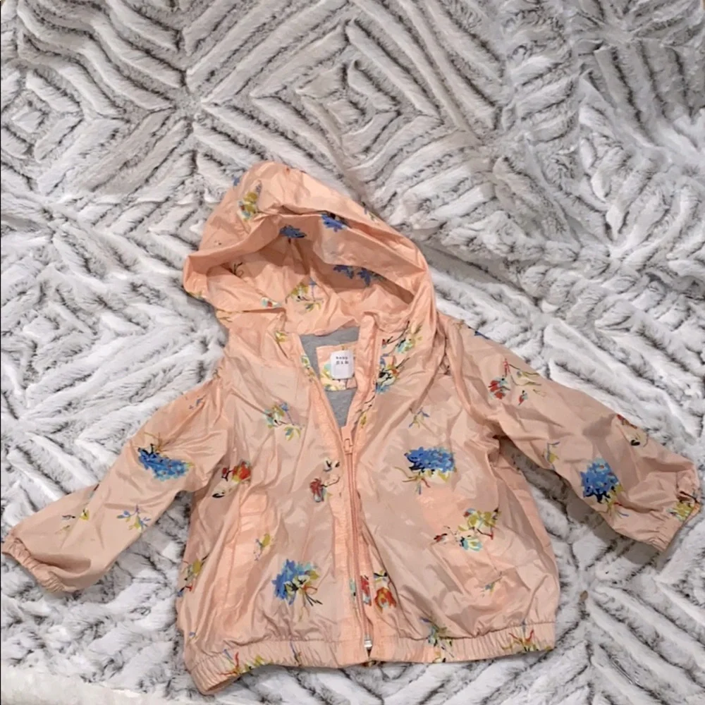 Peach Floral babyGap windbreaker hooded zip up